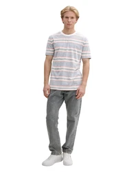 TOM TAILOR DENIM T-Shirt blaumeliert/orange/weiß
