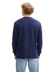 TOM TAILOR Denim T-Shirt Relaxed Fit Henley Langarmshirt dunkelblau