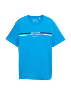 TOM TAILOR DENIM T-Shirt marineblau/azur/weiß