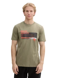 TOM TAILOR DENIM T-Shirt grn/neonorange/schwarz/wei
