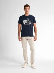 Petrol Industries T-Shirt mit Aufdruck Manta marineblau/aprikose/weiß