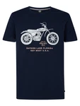 Petrol Industries T-Shirt mit Aufdruck Manta marineblau/aprikose/weiß