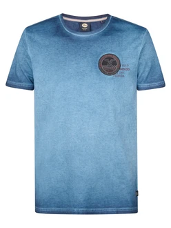 Petrol Industries T-Shirt 'Ponce' blau/grau/blutrot/schwarz Petrol Industries T-Shirt 'Ponce' blau/grau/blutrot/schwarz
