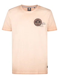 T-Shirt 'Ponce' beige / blutrot