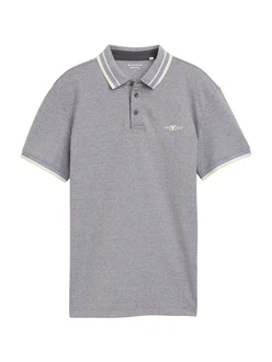 TOM TAILOR Poloshirt graumeliert/pastellgrün/weiß