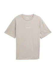 TOM TAILOR DENIM T-Shirt greige/weiß