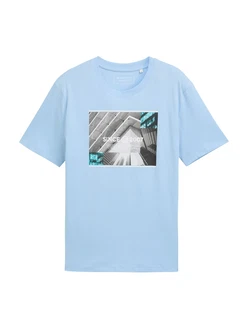 TOM TAILOR DENIM T-Shirt hellblau/grau/dunkelgrau TOM TAILOR DENIM T-Shirt hellblau/grau/dunkelgrau
