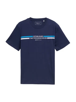 TOM TAILOR DENIM T-Shirt himmelblau/dunkelblau/offwhite TOM TAILOR DENIM T-Shirt himmelblau/dunkelblau/offwhite