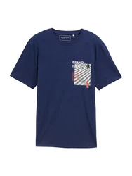TOM TAILOR DENIM T-Shirt dunkelblau/grau/hummer/weiß