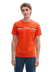 TOM TAILOR DENIM T-Shirt marine/orange/weiß