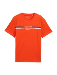 TOM TAILOR DENIM T-Shirt marine/orange/weiß
