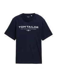 TOM TAILOR T-Shirt marineblau/weiß