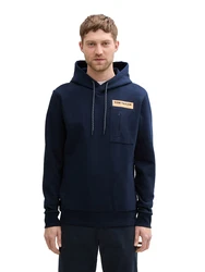 TOM TAILOR Sweatshirt Hoodie mit Taschen dunkelblau / orange