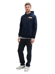 TOM TAILOR Sweatshirt Hoodie mit Taschen dunkelblau / orange