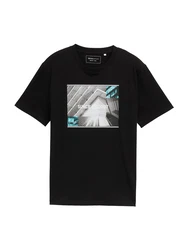 TOM TAILOR DENIM T-Shirt aqua / grau / schwarz