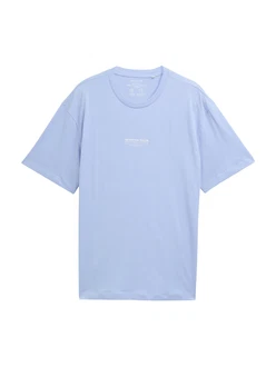 TOM TAILOR DENIM T-Shirt hellblau/weiß