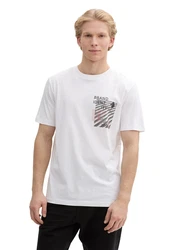 TOM TAILOR DENIM T-Shirt grau/dunkelorange/schwarz/weiß