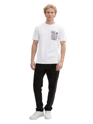 TOM TAILOR DENIM T-Shirt grau/dunkelorange/schwarz/weiß