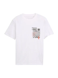 TOM TAILOR DENIM T-Shirt grau/dunkelorange/schwarz/weiß