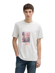TOM TAILOR DENIM T-Shirt blau/hellgrau/pitaya/weiß
