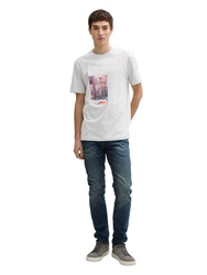 TOM TAILOR DENIM T-Shirt blau/hellgrau/pitaya/weiß