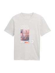 TOM TAILOR DENIM T-Shirt blau/hellgrau/pitaya/weiß