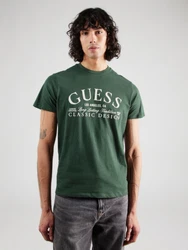 GUESS T-Shirt 'CLASSIC' tanne/weiß