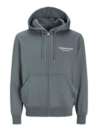 Plus Sweatjacke 'JORVesterbro' dunkelgrau / wei