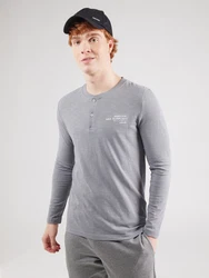 s.Oliver Langarmshirt Henley-Shirt mit Flammgarnstruktur Grau/Dunkelgrau/Hellgrau