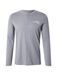 s.Oliver Langarmshirt Henley-Shirt mit Flammgarnstruktur Grau/Dunkelgrau/Hellgrau