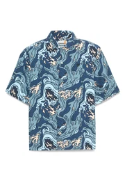Hemd 'Seersucker' marine / taubenblau / hellblau / wei