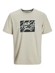 JACK & JONES T-Shirt 'JJColton' hellgrau/schwarz/weiß