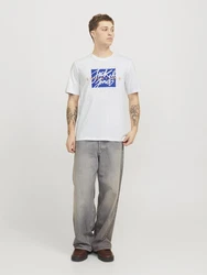 JACK & JONES T-Shirt 'JJColton' blau/orange/weiß