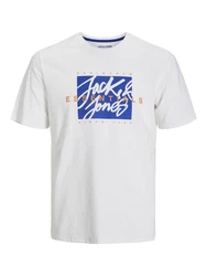 JACK & JONES T-Shirt 'JJColton' blau/orange/weiß
