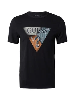 GUESS T-Shirt türkis/dunkelorange/schwarz/offwhite