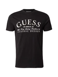 GUESS T-Shirt 'CLASSIC' schwarz/weiß
