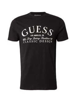 GUESS T-Shirt 'CLASSIC' schwarz/weiß