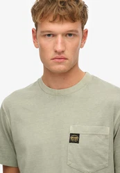 Superdry Rundhalsshirt CONTRAST STITCH POCKET T-SHIRT khaki