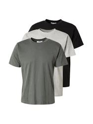 ABOUT YOU T-Shirt 'Len' graumeliert/dunkelgrn/schwarz