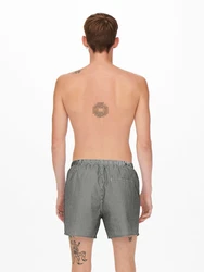 Only & Sons Badeshorts 'ONSTED' dunkelgrau/weiß