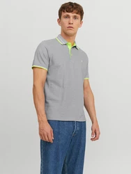 Jack & Jones Poloshirt JJEPAULOS POLO SS NOOS grau/apfel/weiß
