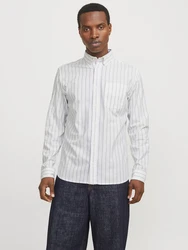 Jack & Jones Langarmhemd JPRBLUBrook OXFORD grau/weiß