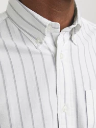 Jack & Jones Langarmhemd JPRBLUBrook OXFORD grau/weiß