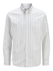 Jack & Jones Langarmhemd JPRBLUBrook OXFORD grau/weiß