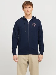 JACK & JONES Sweatjacke nachtblau/lachs