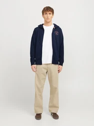 JACK & JONES Sweatjacke nachtblau/lachs