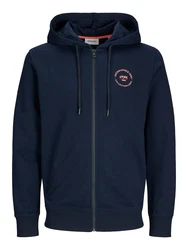 JACK & JONES Sweatjacke nachtblau/lachs