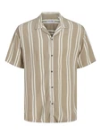JACK & JONES Hemd 'JJEJEFF' dunkelbeige/weiß