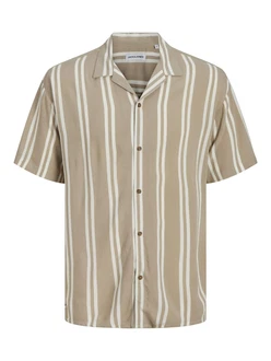 JACK & JONES Hemd 'JJEJEFF' dunkelbeige/weiß JACK & JONES Hemd 'JJEJEFF' dunkelbeige/weiß