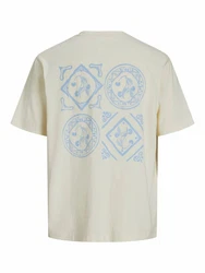 JACK & JONES T-Shirt 'JORPAROS EASTERSKETCH' hellblau/gelb/schwarz/wollweiß